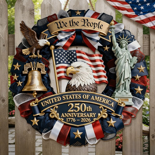 Wood Sign - America 250th Anniversary Gifts For Mom, Dad, Brother, Sister, Kids - Family Forever Unite