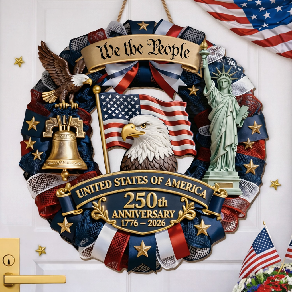 Wood Sign - America 250th Anniversary Gifts For Mom, Dad, Brother, Sister, Kids - Family Forever Unite
