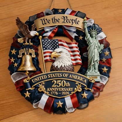 Wood Sign - America 250th Anniversary Gifts For Mom, Dad, Brother, Sister, Kids - Family Forever Unite