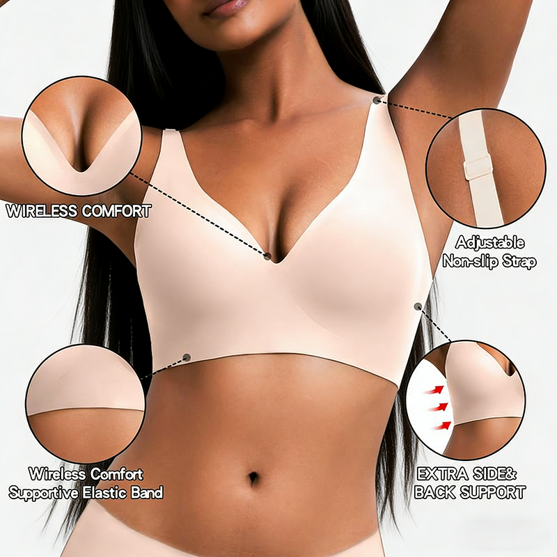 🎅🎄Christmas Sale Day! VRCOMFY Jelly Wireless Seamless Push-Up Bralette — Ultra-Comfortable T-Shirt Bra